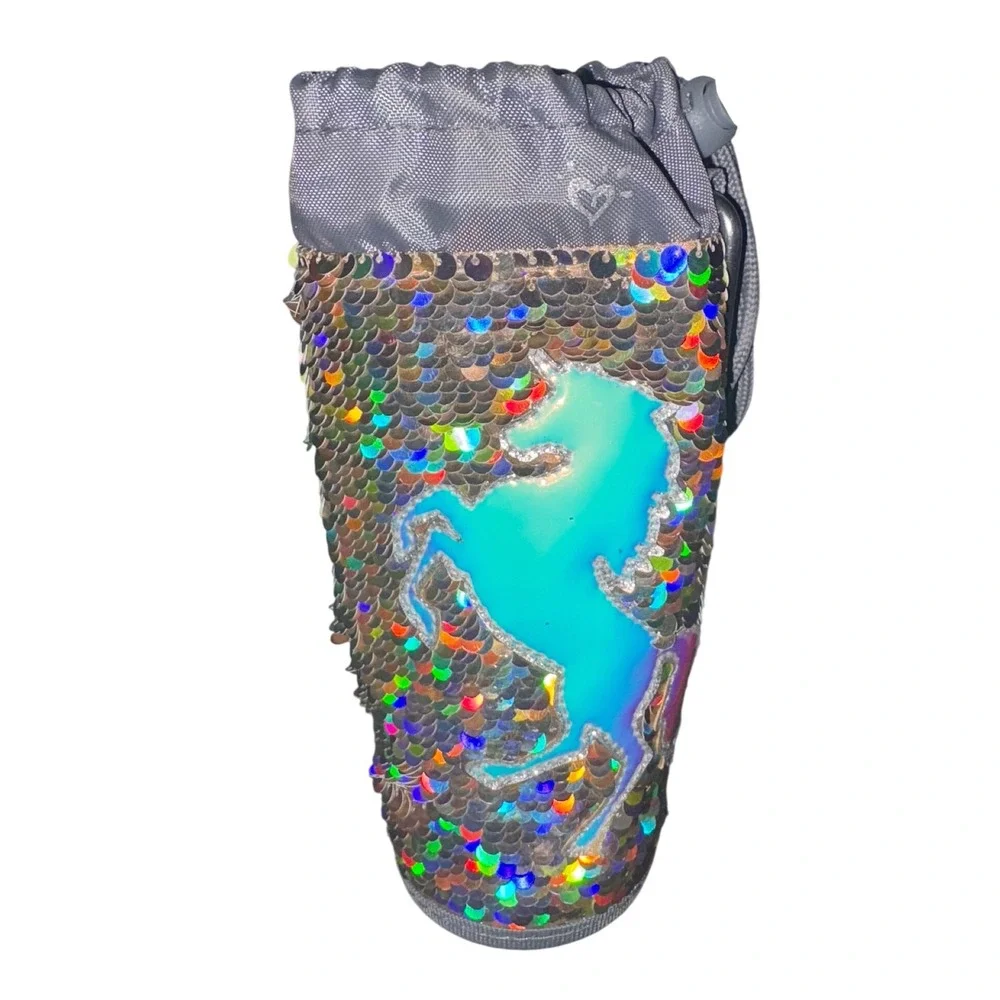 Justice Holographic Sequin Water Bottle‎ Holder with Clip